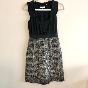 Rebecca Taylor Tweed & Black Ruffle Top Dress Sz 2